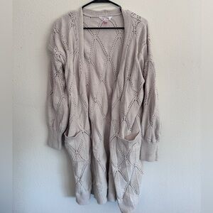 No Boundaries Cream Open-Front Cardigan